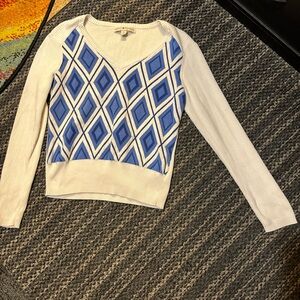 Tommy Hilfiger Blue and White Diamond Pattern Sweater